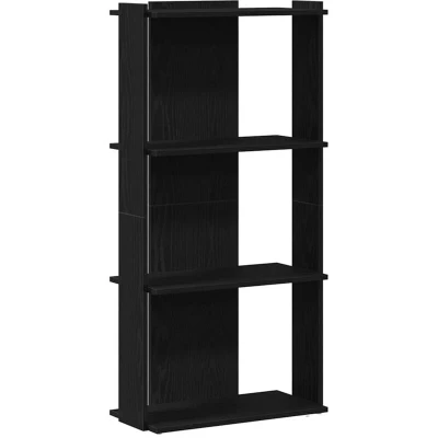 Image of vidaXL bookcase 3 tier black storage unit engineered wood shelving for living room/office modern design