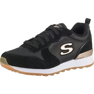 Image of Skechers Trainers, Women&#039;s, Size: 6.5, Black /rose gold Leather and textile
