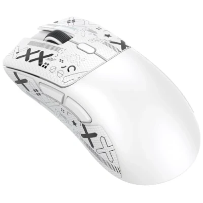 Image of ATTACK SHARK R1 SUPERLIGHT Mouse with Tape, PixArt PAW3311 Gaming Sensor, BT/2.4G Wireless/Wired Mouse, 6 Adjustable DPI up to 18000, 65 Hrs Battery, Office Mice for Win11/Xbox/PS/Mac (White)