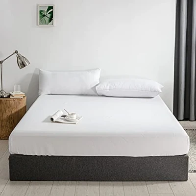 Image of Good Nite Fitted Sheet 160 x 200 cm White Polyester Bed 30 Extra Deep Pocket Soft and Breathable Machine Washable