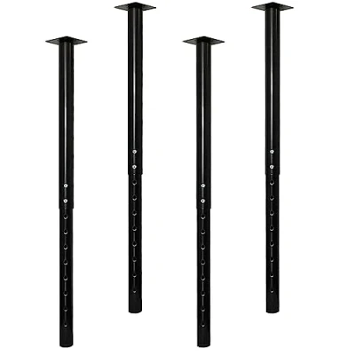 Image of QLLY Adjustable Round Desk Leg, 60 100cm / 24 40 inch, Home Office DIY Metal Table Furniture Leg Set (4, Black)