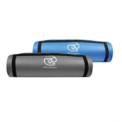 Image of Fitness Mad Stretch Mat, Thick NBR Exercise 180cm x 60cm 10mm (Blue)
