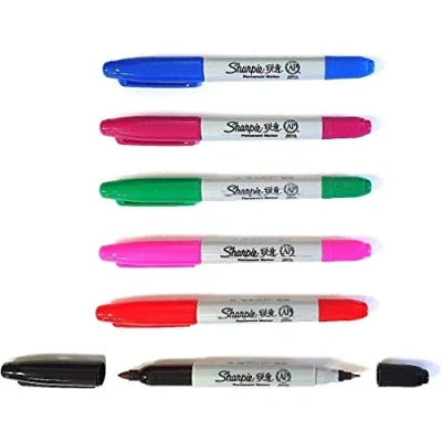 Image of 6 x Sharpie Twin Tip Fine &amp; Ultra Point Permanent Marker Pens Assorted Colours Loose in Plain Packaging [ASIA IMPORT]