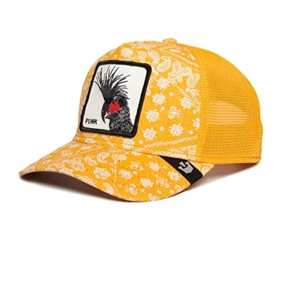 Image of Goorin Bros. Unisex The Farm Paisley Collection Adjustable Mesh Trucker Cap, Yellow (Spray Paint Arch), One Size