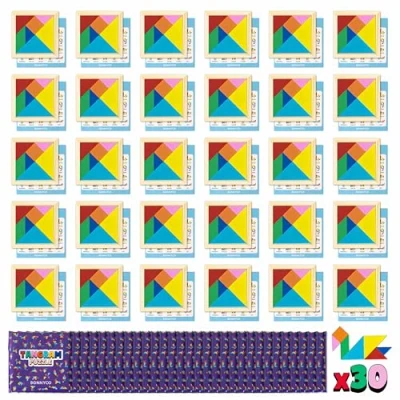 Image of Tangram Puzzles for Kids Pack 30 Party Bag Fillers Unisex BONNYCO Bags Fillers, Kids&#039; Favours Gifts Students from Teachers Toys, Pinata