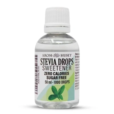 Image of Aromhuset Natural Liquid Stevia Drops 50ml 100% Natural, Sugar Free, Zero Calorie, Flavoured Sweetener for Diet, Keto, Vegan, Diabetic, &amp; More
