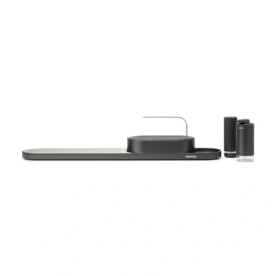 Image of Brabantia SinkStyle Organiser Set with Organiser, Drying Tray, Soap Dispenser, and Removable Stainless Steel Plate Mineral Infinite Grey