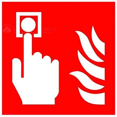 Image of ISO Safety Label Sign International Fire Alarm Call Point Symbol Self Adhesive Sticker 200mm x (Pack of 5 Stickers)