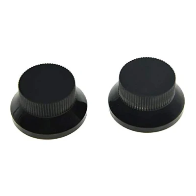 Image of KAISH 2pcs Black Metal Bell Knobs Push On Guitar Bass Top Hat Knob for 5.8mm Split Shafts