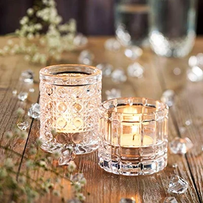 Image of Utopia Rita Nightlight Holder Case of 12 Glass Candle Holder, Cut Tealight Tableware