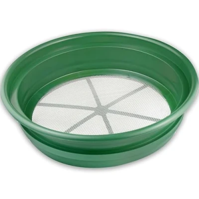 Image of SE 13 1/4 Inch Stackable Classifier Gold Prospecting Pan 1/20 Stainless Steel Mesh Sifting Pan, Green