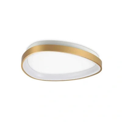Image of Gemini 42.5cm LED Integrated Semi Flush Ceiling Light Brass 2700K