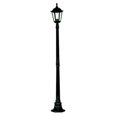 Image of Alex 1 Light Outdoor Lamp Post Black with Clear Glass Diffuser IP44, E27