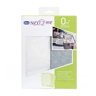 Image of Chicco Next2Me Sheets (pack of 2), Grey Fox 100% soft cotton