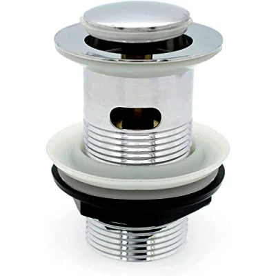 Image of Xcel Home™ Replacement Slotted Chrome Pop Up Basin Waste Brass Click Clack Bathroom Sink Plug Standard G 1 1/4&quot; BSP connection pc