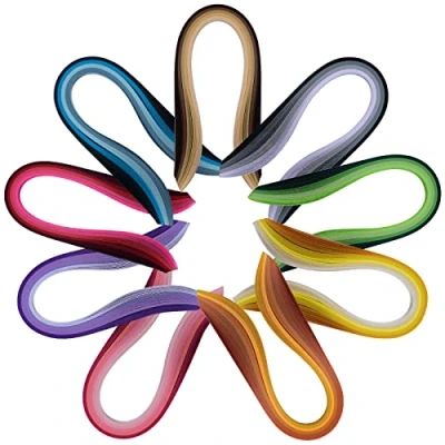 Image of YURROAD Quilling Paper 10mm for Beginner Set with 900 Strips 36 Colors x 39cm Length Adult DIY Gifts Making Flower, Pack of 9