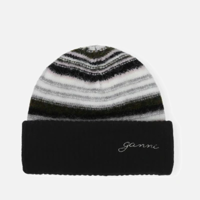 Image of Ganni Striped Intarsia Knit Beanie