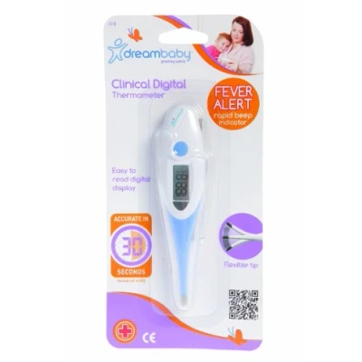 Image of Dreambaby Clinical Digital Oral Thermometer Accurate Temperature Reading in 30 seconds With Fever Alert Sound Feature Suitable for Infants, Toddlers &amp; Adults Blue Model F318