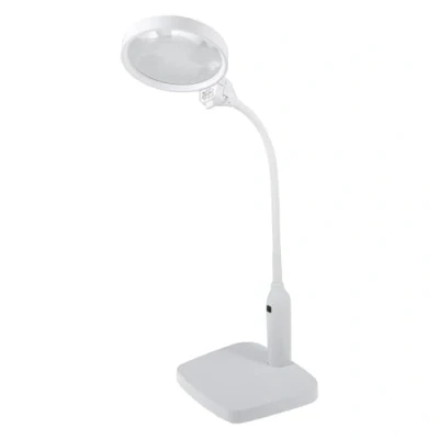 Image of PURElite Multi Use Magnifying Lamp Table &amp; Desk Lamp, 2 Magnifiers 1.8X 3X, Rechargeable LED, Adjustable Neck Clamp, Natural Daylight Bulbs for Reading, Needlework, Sewing, Crafting