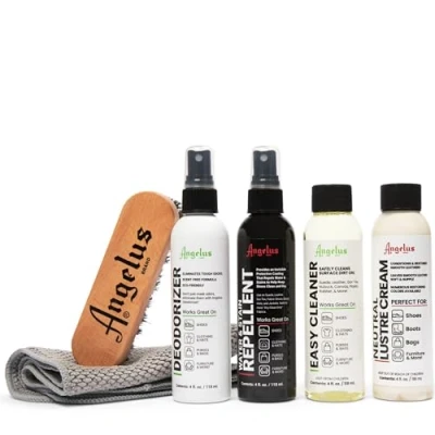 Image of Angelus Sneaker Cleaning Kit Shoe Cleaner Set for Sneakers, Boots, Leather, Suede Complete Care Kit, Clear, 6 Piece