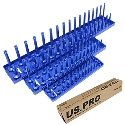 Image of US PRO 3 PCE Socket Storage Rack Tray for 1/4, 3/8, and 1/2 Inch Sockets B2219