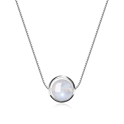 Image of COAI Womens 925 Sterling Silver Chain Moonstone Birthstone Crystal Necklace