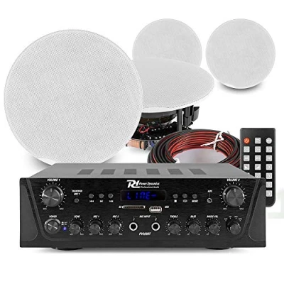 Image of Power Dynamics Ceiling Speakers with Amplifier 2 Zone Bluetooth Home Audio Multiroom Music System FCS 6.5&quot;