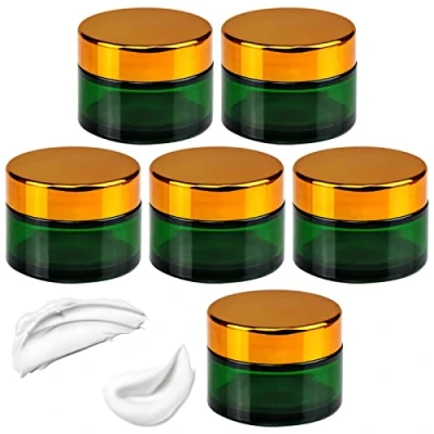 Image of INHEMING Cream Jar Glass 30 ml Empty Green Cosmetic Containers Jars Ointment with Screw Lid for Cosmetics Lotion Aromatherapy Pack of 6