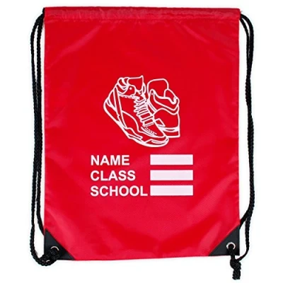 Image of ND Sports Kids Drawstring Pe Gym Kit School Carry Sack, Red