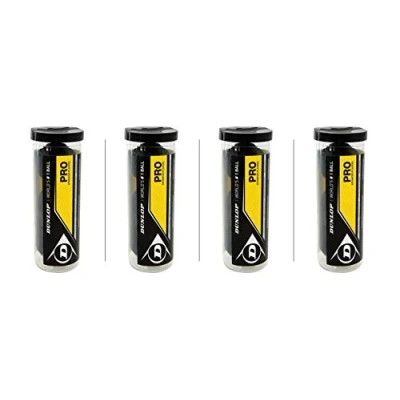 Image of Dunlop Squash Ball Pro Double Yellow Dot 12 Balls in 4 Practical Tins