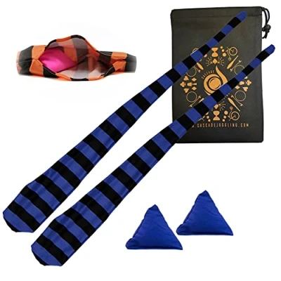 Image of Cascade Juggling Poi Socks and Weights Stretchy Trainer Practice Sock Set Ideal For All Levels (Blue Black)