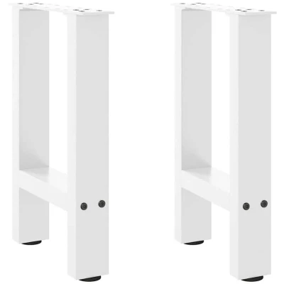 Image of vidaXL White Steel Coffee Table Legs Adjustable &amp; Durable Set for Custom Furniture, Living Room, Dining, Offices 38 x 42 43 cm, Modern Geometric Design