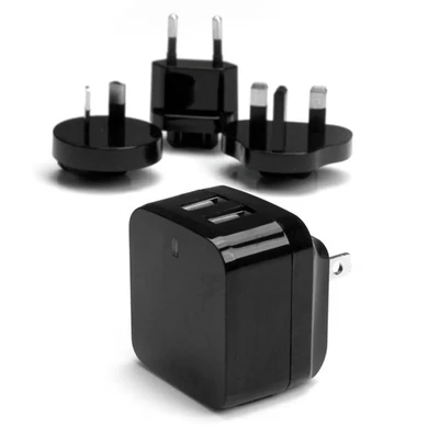 Image of StarTech.com Dual port USB wall charger international travel 17W/3.4A black