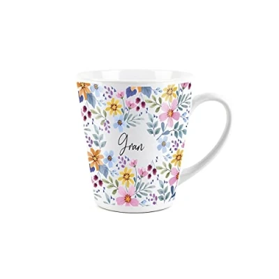 Image of Purely Home Multi Flowers Gran Small Latte Mug Ceramic White Tea/Coffee Present Gift