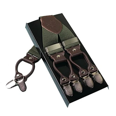 Image of KANGDAI Mens Braces Y Style One Size Adjustable Suspenders Trouser Salopette Strong Metal Clips