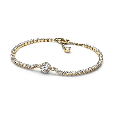 Image of Pandora Timeless 14k Gold plated bracelet with clear cubic zirconia, 16