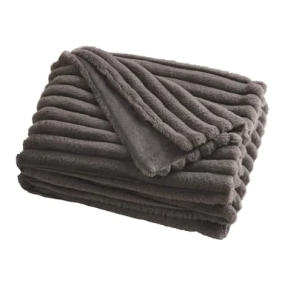 Image of Appletree Charcoal Grey Faux Fur Throw (180 x 130cm) Soft Sofa Blanket in Rabbit Imitation Fake Matching Cushion Available