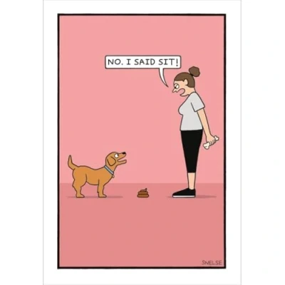 Image of Woodmansterne Birthday/Blank Funny Card for Men/Women General Humour Male/Female I Said Sit! Dog Poo Joke Eco Friendly and Recyclable