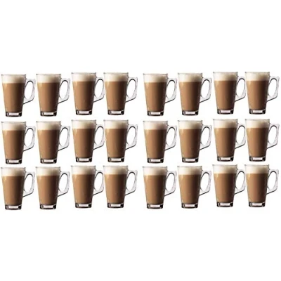 Image of LETTUCE EAT ® Set of 24 Latte Glasses Tea Coffee Cappuccino Glass Cups HOT Drink Mugs Free Spoons (Fits Tassimo &amp; Dolce Gusto)