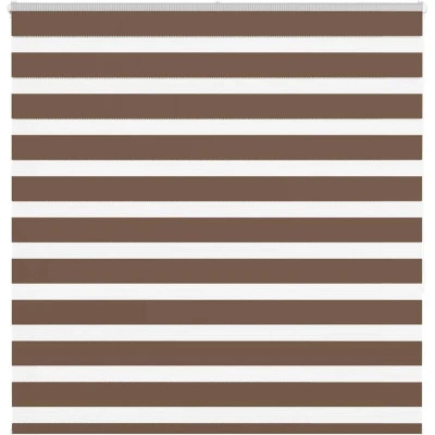 Image of vidaXL Zebra Blind Brown 145x150 cm Fabric Width 140.9 Polyester
