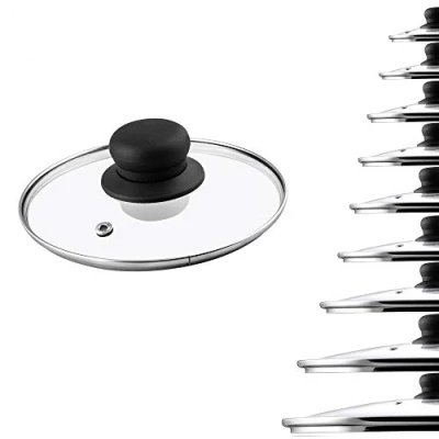 Image of KADAX Glass Lid, Heat Resistant Lid with Plastic Handle, Universal Steam Vent, Transparent Cooking in Various Sizes for Pots, Frying Pans (14cm)