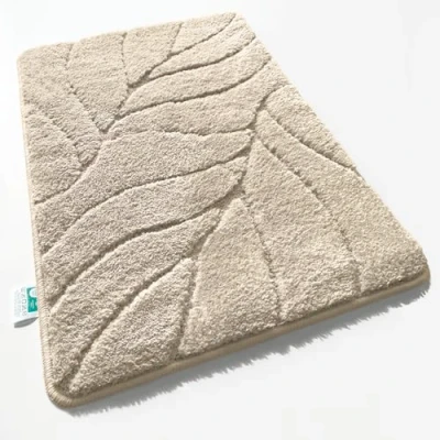 Image of Floordirekt Bath Mat Extra Fluffy &amp; Quick Drying Bathroom Rug with Non Slip Back Shower (Maris) (Ivory, 60 x 120 cm)