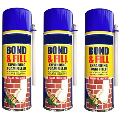 Image of 3 X Expanding Foam PU Bond and Fill Sealing Insulating around Pipes Windows cracks on walls Gap Filler Spray 500ml