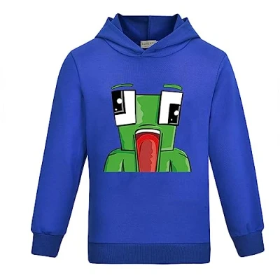 Image of dgfstm Kids Boys Girls Logo Print Childs pullover off Hoodie With Pocket Long Sleeve Hoody T hirts (blue, 5 6 years)