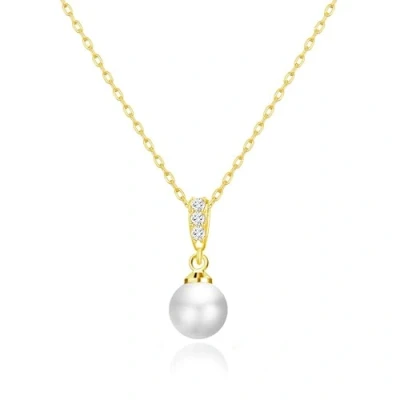 Image of Philip Jones Gold Plated Pearl Drop Necklace Created with Zircondia® Crystals