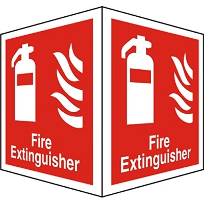 Image of Seco Fire Extinguisher &amp; On Each Face Sign, 150mm x 200mm Photoluminescent 1mm Semi Rigid Plastic