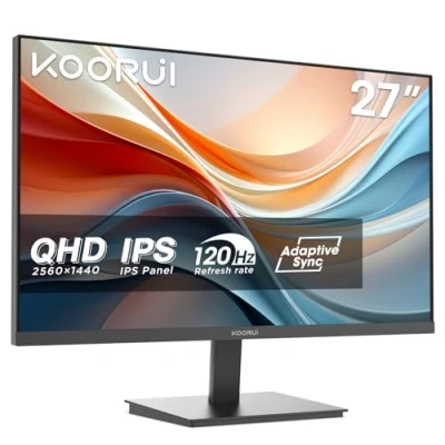 Image of KOORUI E2721H 27 Inch QHD Monitor, Gaming 120Hz, IPS Computer Monitors, 2K 1440P Pc Screen, Adaptive Sync, HDR 10, 1ms, VESA 100x100mm, Eye Care, HDMI, DisplayPort