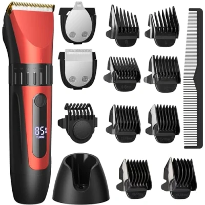 Image of Hair Clippers Men Cordless, Professional Clipper, 2000mAh, Low Battery Reminder, Travel Lock, 11 in 1 Beard Trimmer Kit with 8 Limit Combs Shavers Waterproof