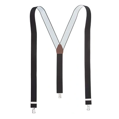 Image of XL Black Y Back Trouser Braces Suspenders for Men 3 Clip Plain 35mm Wide Adjustable Strong Silver Clips Extra Long Size 48 Inches (XL (48 Long), Black)