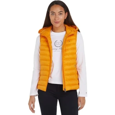 Image of Tommy Hilfiger Women Vest Padded Global Stripe, Orange (Rich Ochre), L